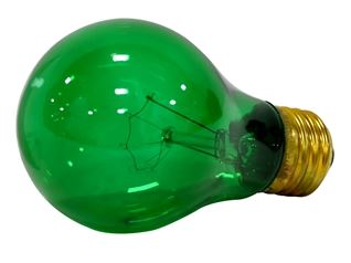 LAMP GREEN 25W 120V MED BRASS BASE 25A/G - Incandescent